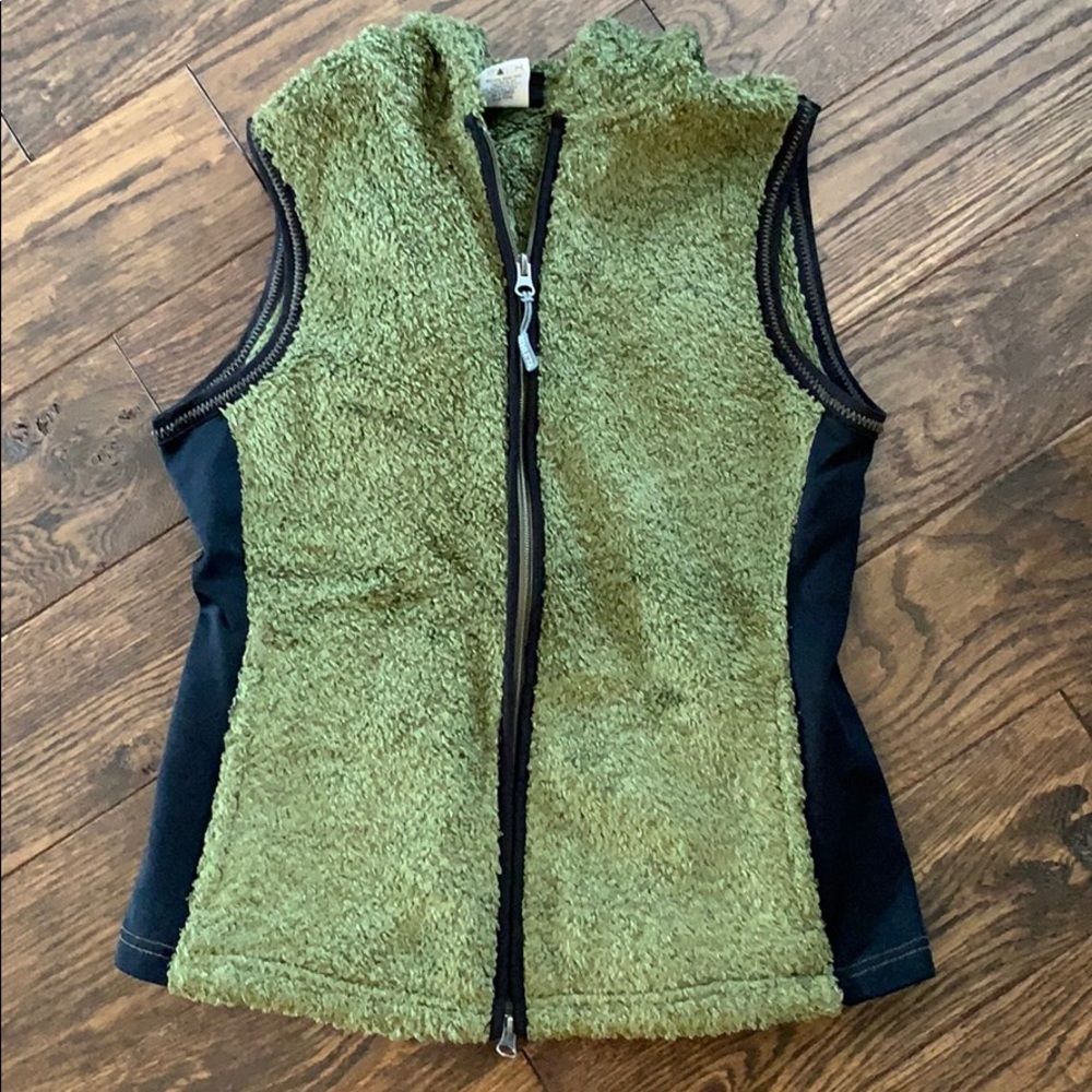 Athleta Green Fuzzy Vest